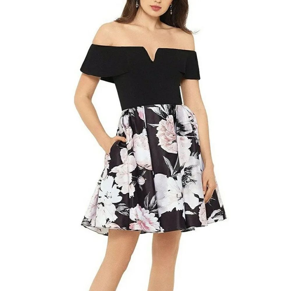 Betsy & Adam Off The Shoulder Fit & Flare Dress - 2
